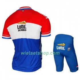 Kind Fietskleding (Fietsshirt + Fietsbroek Kort) 2017 LottoNL-Jumbo Nederlands kampioenschap Kids